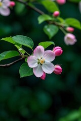 there is a pink flower on a branch of a tree