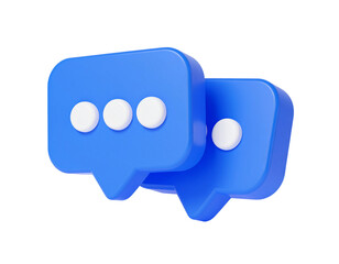 two blue speech bubbles with white dots isolated on a transparent background