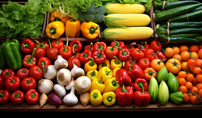 Healthy Variety of Fresh Vegetables in Market Basket