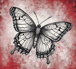 butterfly on grunge background. Illustration 
