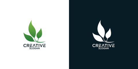 Vector leaf logo, green clean eco icon tree growth. Abstract leaf symbol logo	