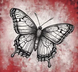 Photo sur Plexiglas butterfly on grunge background. Illustration 
