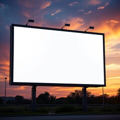 An empty blank billboard screen mockup design for advertising beautiful pretty sunset in the background billboard blank mockup display empty poster advertising