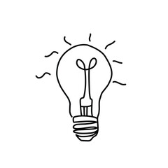 Light bulb doodle, hand drawn idea icon.