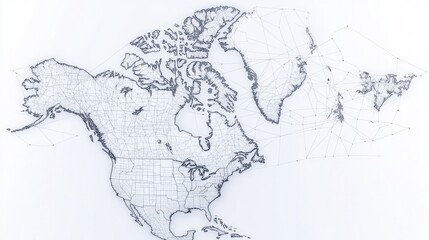 Obraz premium North America's Connectivity: A Network Visualization