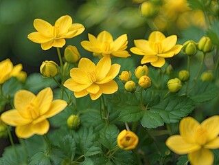 Fototapeta premium yellow flowers in the garden
