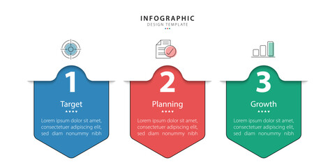 Business infographic template. 3 Step timeline journey. Process diagram, 3 options on white background, social media post, Infograph elements vector illustration.