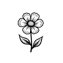 Elegant Single Flower Line Art Illustration for Floral Design Applications
