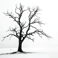 silhouette of a dead tree isolated on white