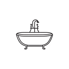 Printbathtub and baby bath icon isolated on white background in flat vector style