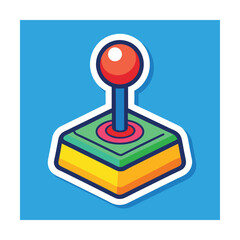 Retro Gaming Joystick Sticker Colorful Vector Controller