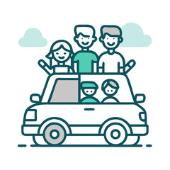 family car trip icon, family car trip vector illustration-simple illustration of family car trip, perfect for family car trip logos and icons