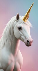 Obraz premium White Unicorn with Gold Horn