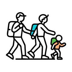 family hiking icon, family hiking vector illustration-simple illustration of family hiking, perfect for family hiking logos and icons