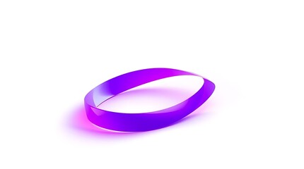 A shiny purple oval-shaped ring or band with a subtle shadow, isolated on a clean white background, creating a minimalist and modern visual.