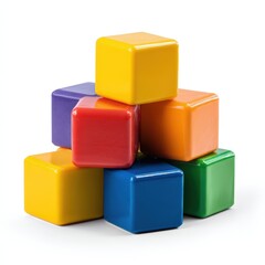 Colorful Plastic Blocks Stacked in Pyramid Shape Bright Primary Colors Kids Toys Early Childhood Development