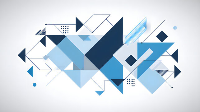 Abstract blue geometric flowchart symbolizing modern corporate efficiency and structured innovation