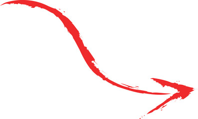 Red Brushstroke Arrow Pointing Right on White Background for Clear Directional Guidance