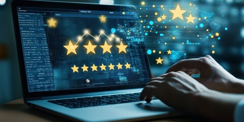 Online dashboard showing customer loyalty and star-based ratings