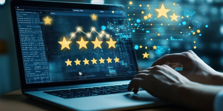 Online dashboard showing customer loyalty and star-based ratings