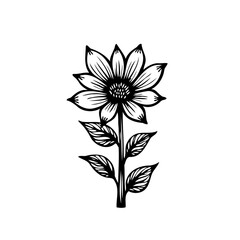 Elegant botanical illustration of a flower with detailed petals and leaves