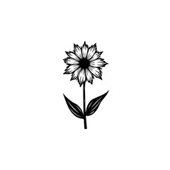 Delicate monochrome floral illustration featuring a minimalist blossom design