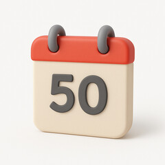 3D cartoon calendar with the number 50