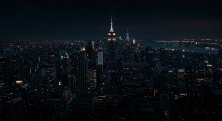 Night cityscape of a major US metropolis, illuminated by lights