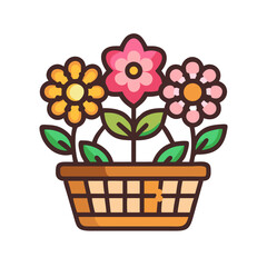 flowers in a basket icon, flowers in a basket vector illustration-simple illustration of flowers in a basket, perfect for flowers in a basket logos and icons