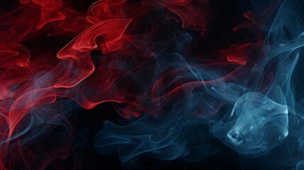 Abstract Red and Blue Smoke Swirls on Dark Background