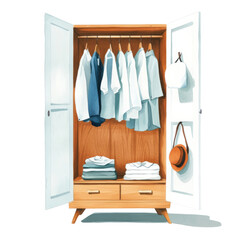 Wardrobe organization home watercolor illustration modern design minimalist aesthetic