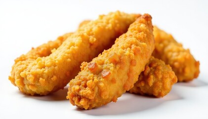 Close-up of various fried foods on white background , fast food, delicious, high calorie