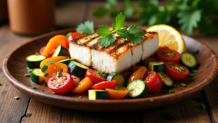 grilled salmon with vegetables