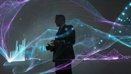 Business people and technology data visualization - Powered by Adobe