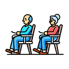 grandparents in rocking chairs icon, grandparents in rocking chairs vector, grandparents in rocking chairs web icon, grandparents in rocking chairs line art