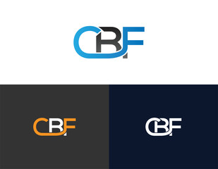 Creative CBF letter logo design concept with three color variations vector template illustration
