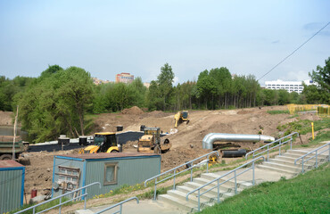 Construction of a new road using heavy machinery