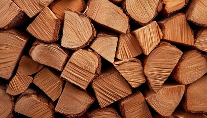 Fototapeta premium Stacked firewood close-up