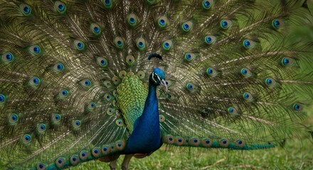 Obraz premium Peacock displaying vibrant plumage