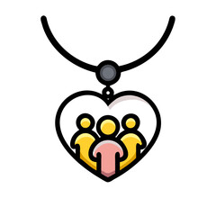 heart necklace for family icon, heart necklace for family vector illustration-simple illustration of heart necklace for family, perfect for heart necklace for family logos and icons
