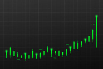 Green Stock Market Background with Trading Graph. Finance Banner Vector Illustration