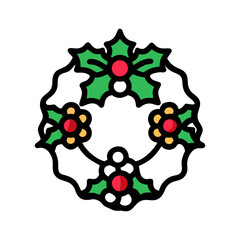 holly wreath icon, holly wreath vector illustration-simple illustration of holly wreath, perfect for holly wreath logos and icons