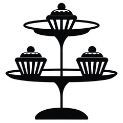 baker element isolated cupcake display stand on white background