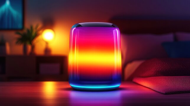 Colorful, vibrant lamp in a modern bedroom