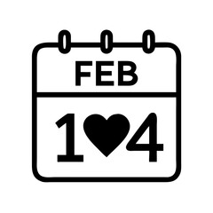 love calendar february 14 icon, love calendar february 14 vector illustration-simple illustration of love calendar february 14, perfect for love calendar february 14 logos and icons