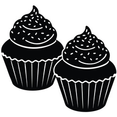 baker element isolated cupcakes with sprinkles on white background