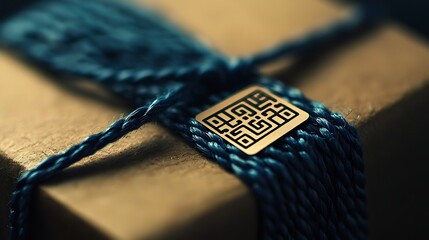 Gift box with decorative blue ribbon