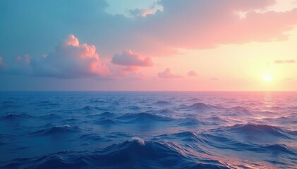 Subtle gradient sky to deep ocean seamlessly looping , blue, panorama, ambient