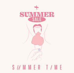 summer sale hand drawn illustration for advertising, banner, card, social media vector