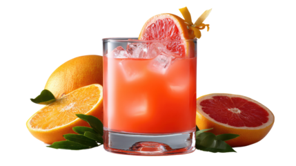 Citrus Cocktail: An alluring, expertly crafted beverage, perfectly balancing the tartness of citrus with the refreshing coolness of ice, inviting the viewer into a moment of sensory delight.